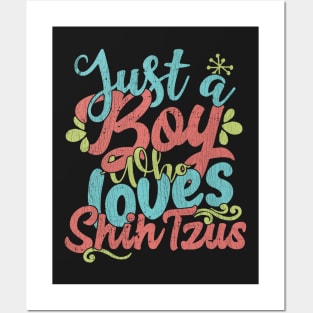 Just A Boy Who Loves Shih Tzu Dog Gift graphic Posters and Art